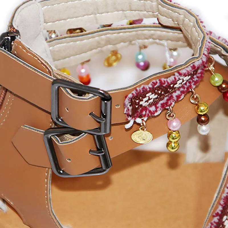 Summer Bohemian National Style Beaded Sandals Sweet Casual Large Size Women's Shoes