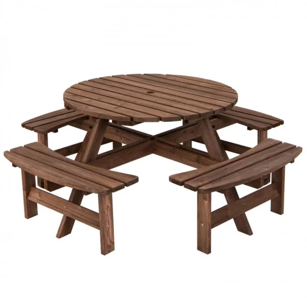 Super Cool Big 8 Seater Rustic Wood Design Patio Picnic Table Dining Seat Bench | Large Benches | Heavy Duty