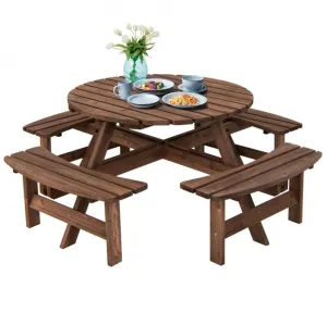 Super Cool Big 8 Seater Rustic Wood Design Patio Picnic Table Dining Seat Bench | Large Benches | Heavy Duty
