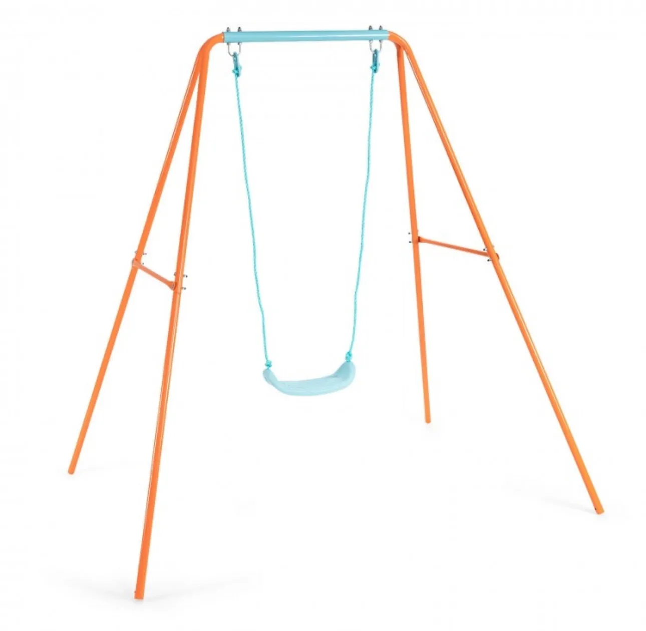 Super Fun Heavy Duty Outdoor Kids Swing Set | Strong Frame | Ground Stakes | Easy Assembly | Holds 110lbs | Great For Any Playground