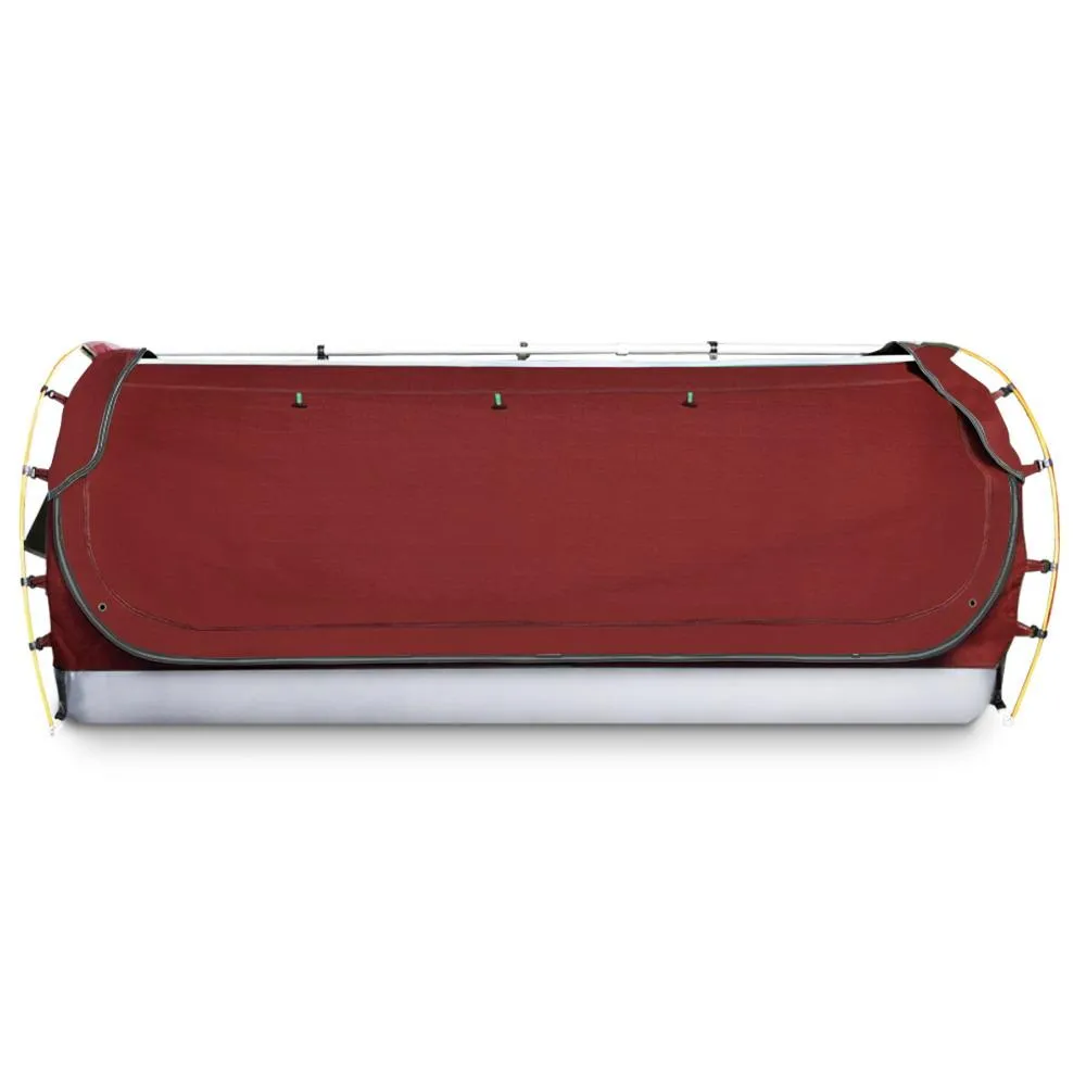 Swag King Single Camping Swags Canvas Free Standing Dome Tent Red with 7CM Mattress