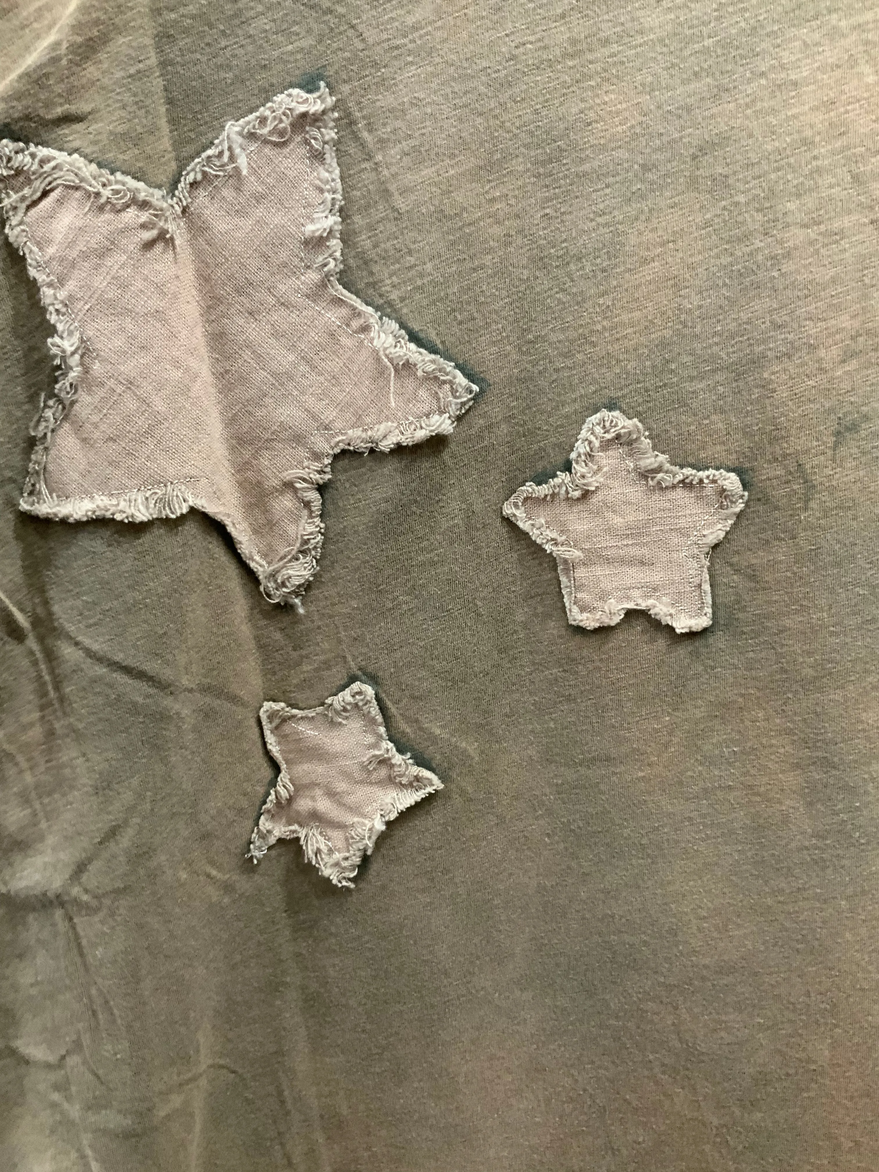 Tattered Tee Dress with Star Appliqué One Size
