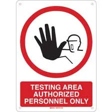 Testing Area Authorized Personnel Only Sign/ Buy Online