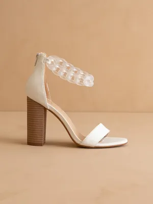 The Josie | White Ankle Chain Heel