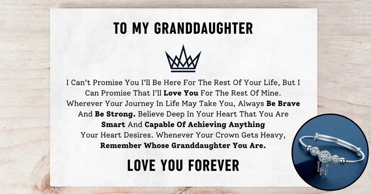 To My Granddaughter Message Card Canvas And Dreamcatcher Bracelet Gift Set - PRICE INCLUDES FREE SHIPPING
