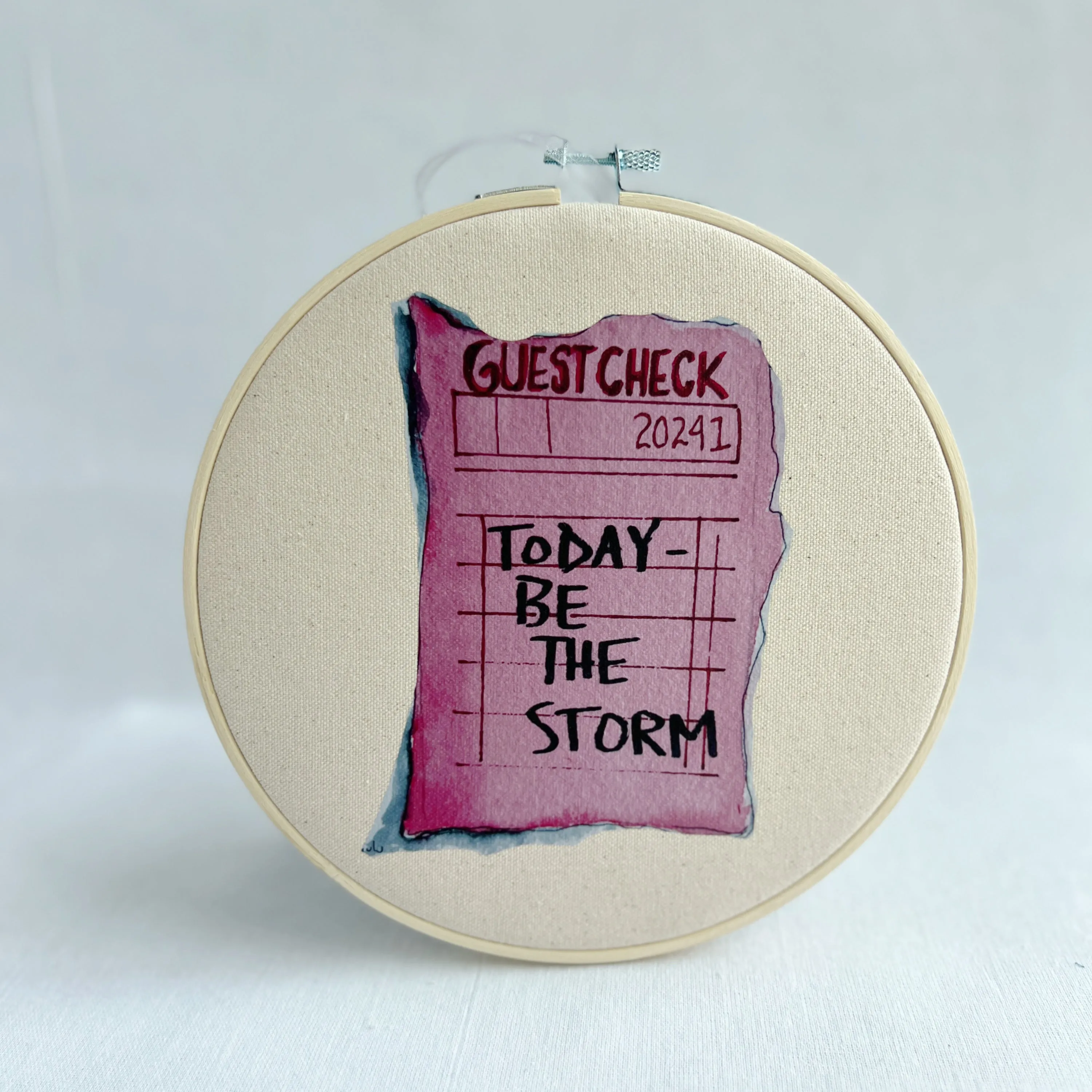 Today be the storm - guest check original vinyl hoop art