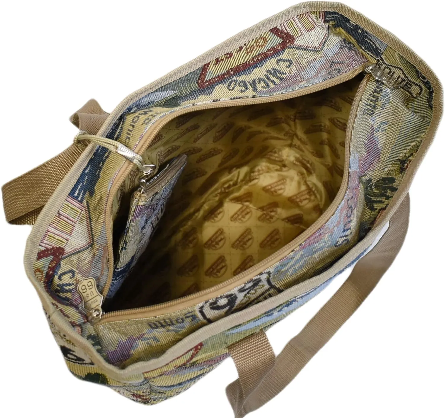 Tote travel bag Route #66 mother of road w/ cellphone wallte bag