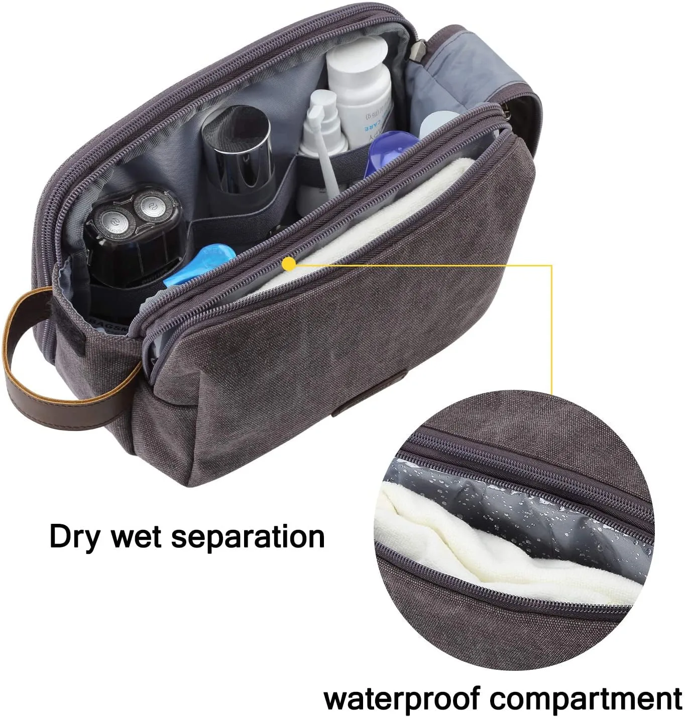 Travel Toiletry Bag for Men Waterproof Canvas Shaving Bag