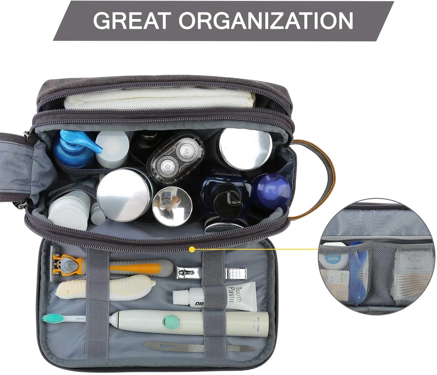Travel Toiletry Bag for Men Waterproof Canvas Shaving Bag