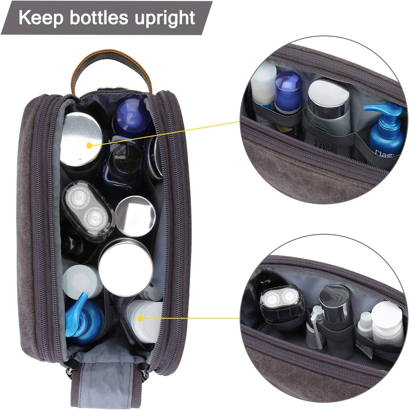 Travel Toiletry Bag for Men Waterproof Canvas Shaving Bag