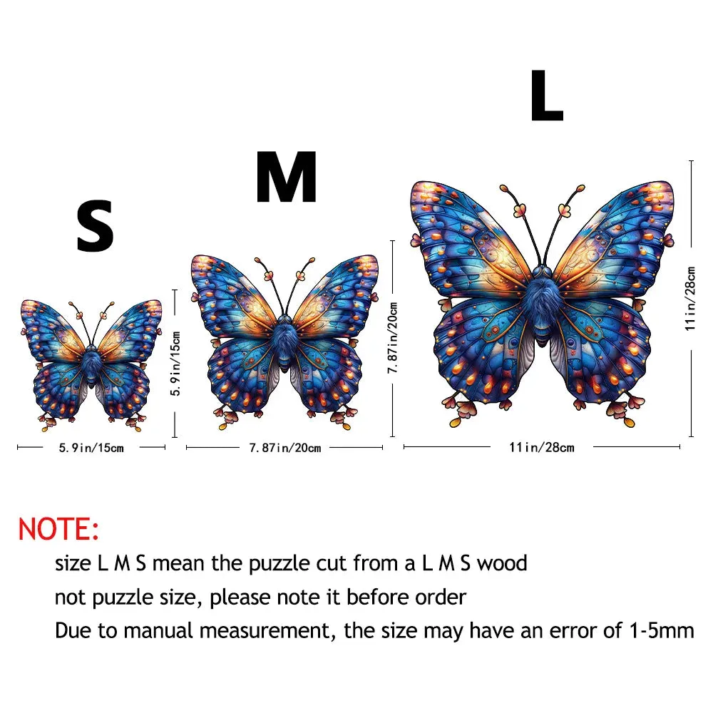 Unique Animal Wooden Jigsaw Puzzles, Butterfly Laser Cut puzzle, Unique Butterfly Shape Challenge, DIY Crafts, Educational Toys for Adults and Kids, Perfect Gift Idea, Christmas gift Idea 183