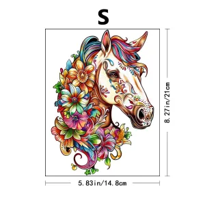 Unique Animal Wooden Jigsaw Puzzles, Horse Laser Cut puzzle, Unique Flower Horse Shape Challenge, DIY Crafts, Educational Toys for Adults and Kids, Perfect Gift Idea, Christmas gift Idea 188