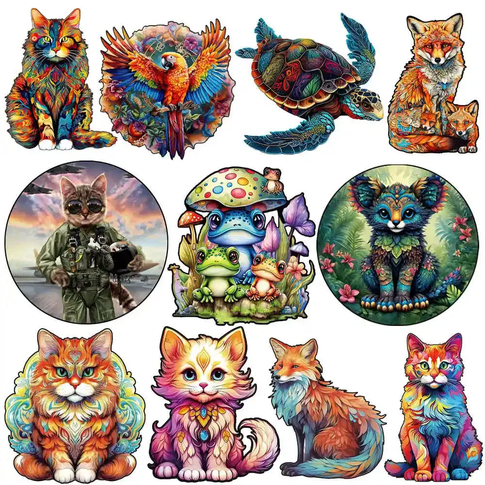 Unique Wooden Animal Jigsaw Puzzle, Animal Shape, Wooden Jigsaw Puzzle, Mindfulness & Educational Animals Game for All Ages, Unique Sustainable, Wildlife Gift, Christmas gift Idea C180