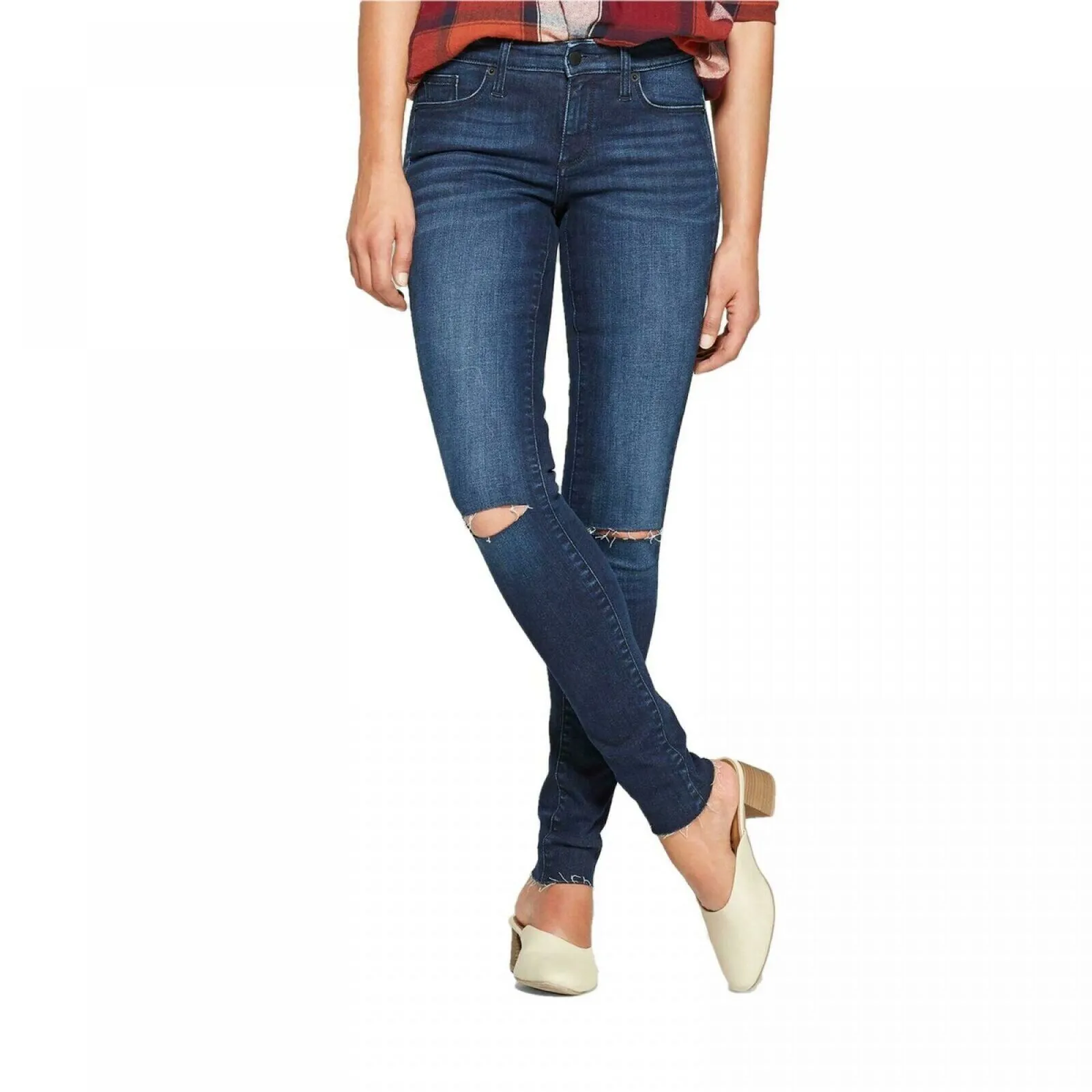 Universal Thread Women's Mid Rise Slit Knee Skinny Jeans