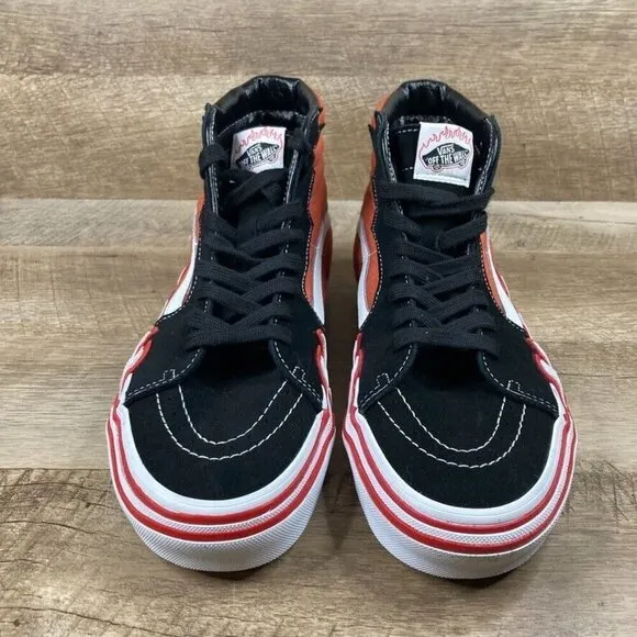 VANS Sk8-Hi Flame High Top Burnt Ochre Orange Suede Canvas Mens 8 Womens 9.5 NEW