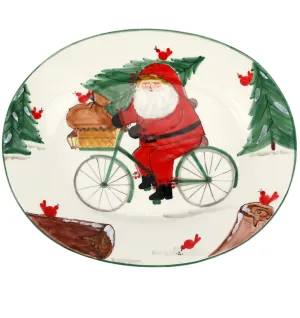 Vietri Old St. Nick Large Oval Platter with Bicycle