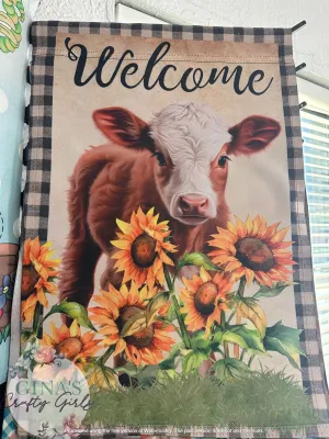 Welcome Baby Cow 12 x18 Double Sided Garden Flag