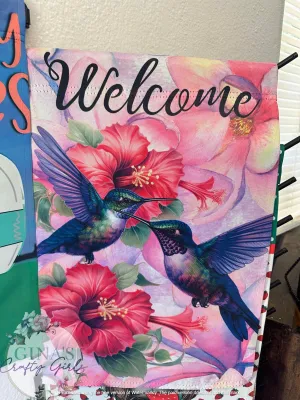 Welcome With Hummingbirds 12 x18 Double Sided Garden Flag