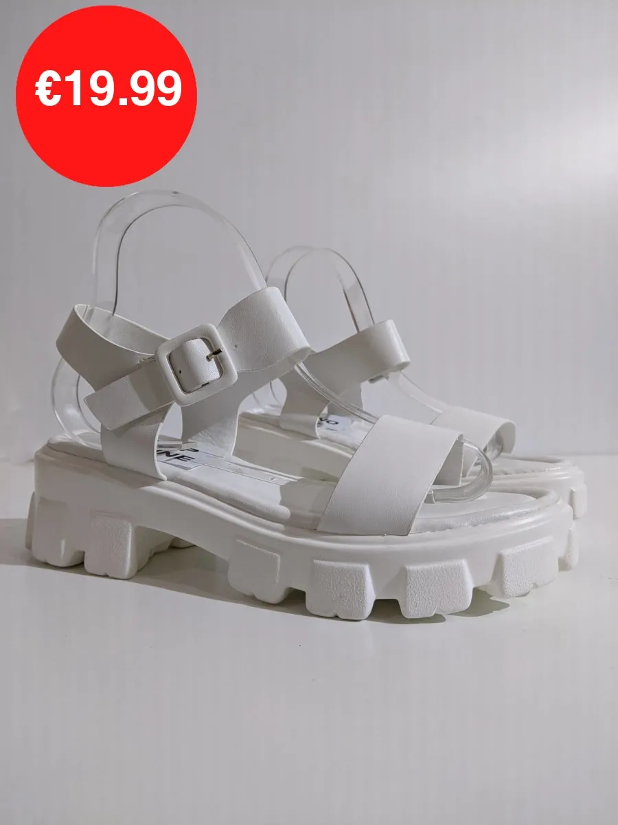 White Chunky Platform Track Sole Sandals