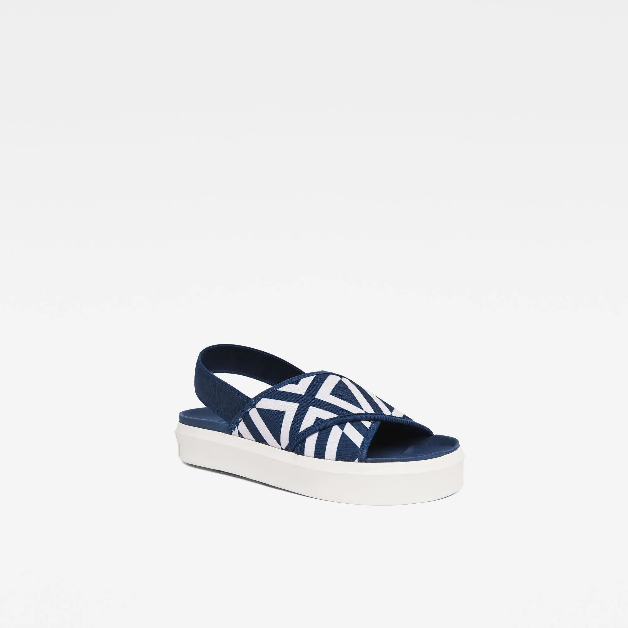 Woman’s STRETT FLAT Sandal Milk/Dark Sara Blue