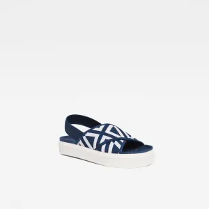 Woman’s STRETT FLAT Sandal Milk/Dark Sara Blue