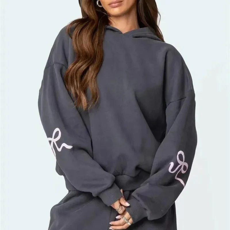 Women's Bow Printed Sweater Set