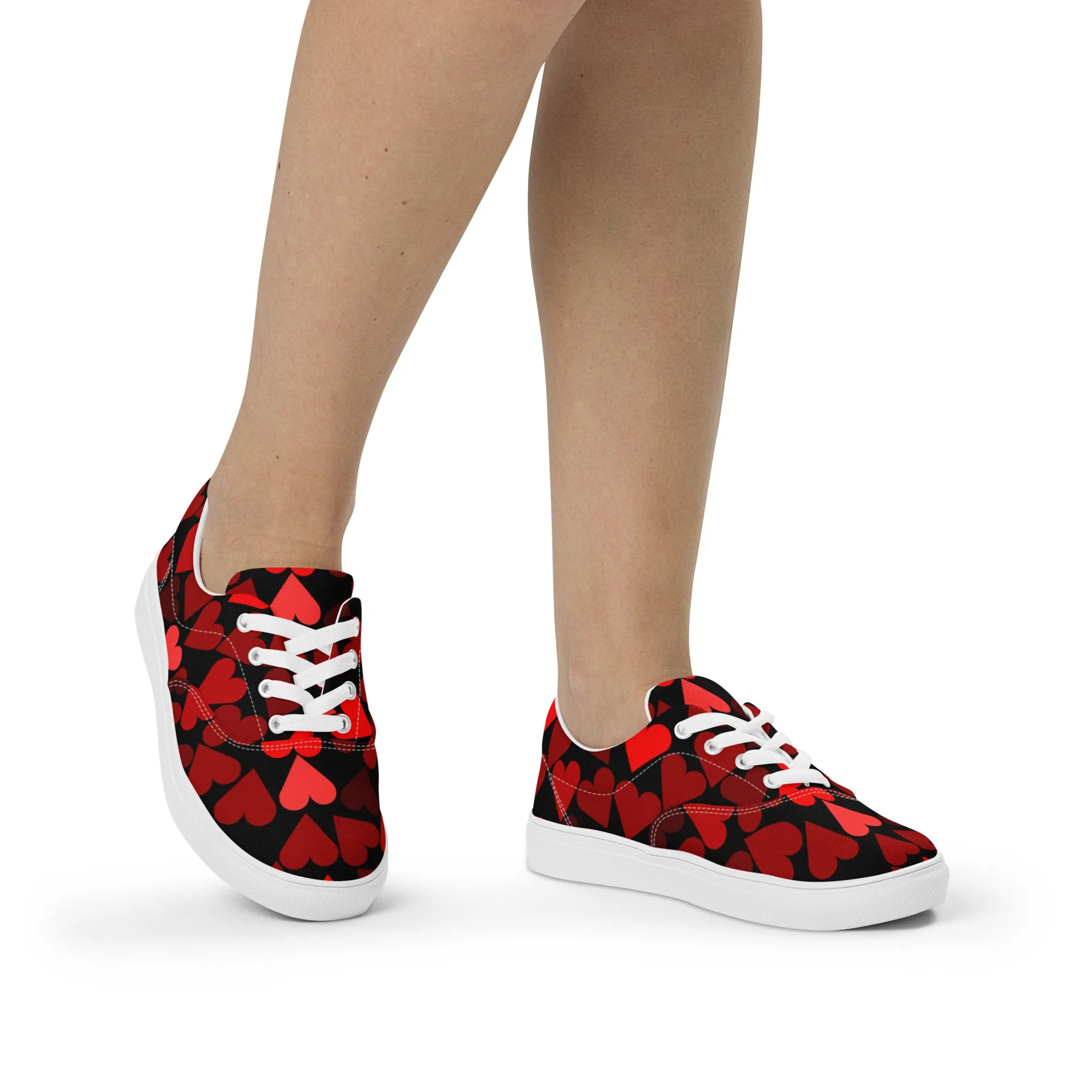 Women’s lace-up canvas shoes Full of Hearts