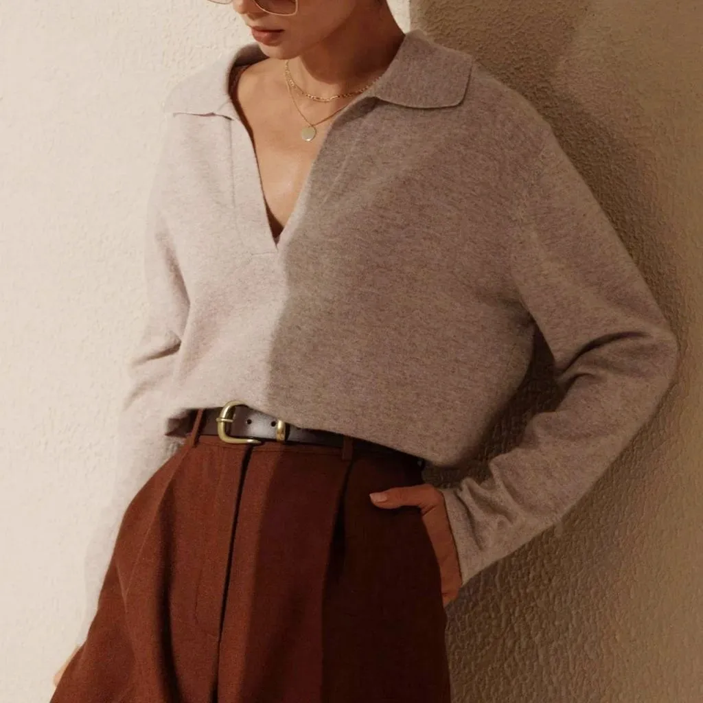 Women's Leisure Collared Pullover Sweater