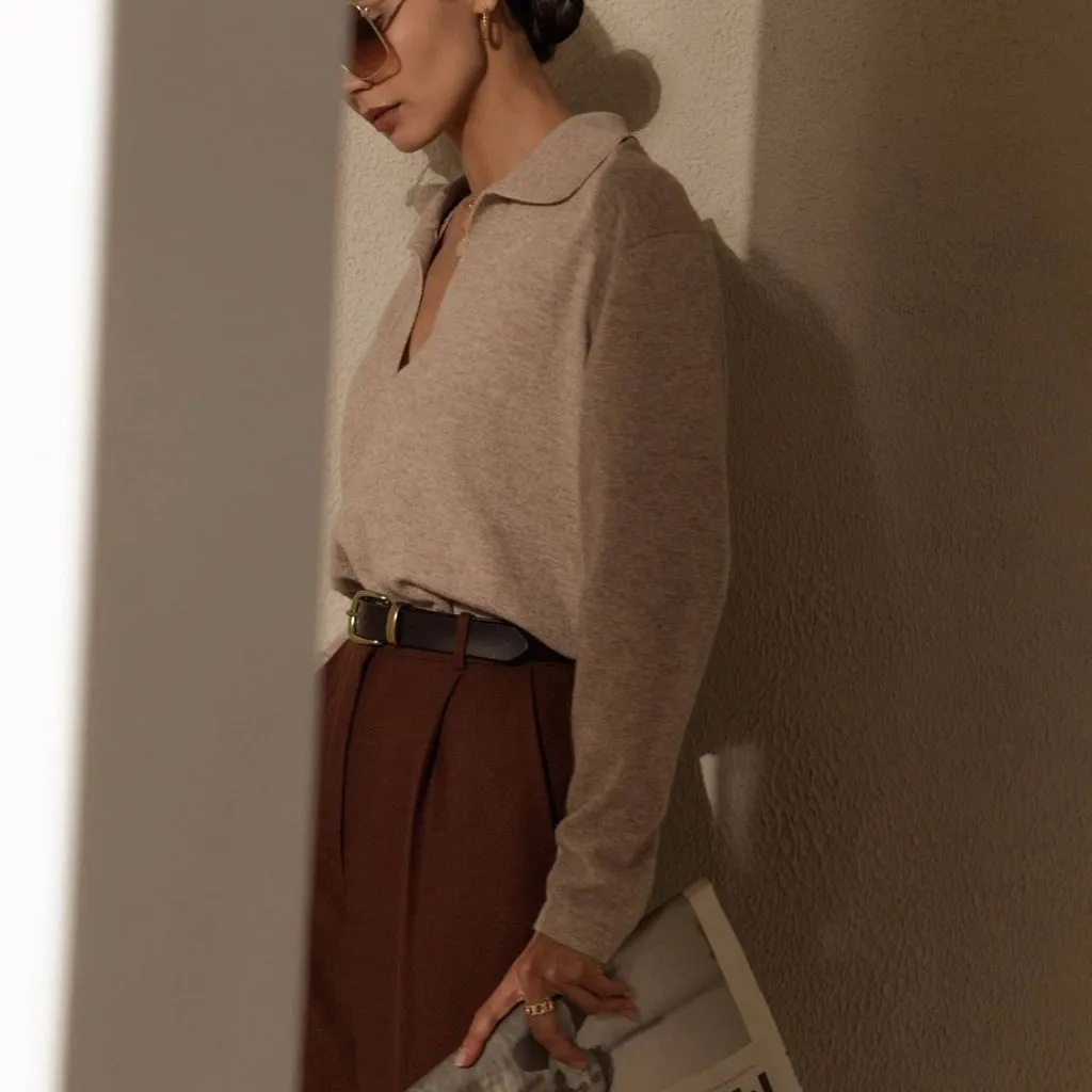 Women's Leisure Collared Pullover Sweater