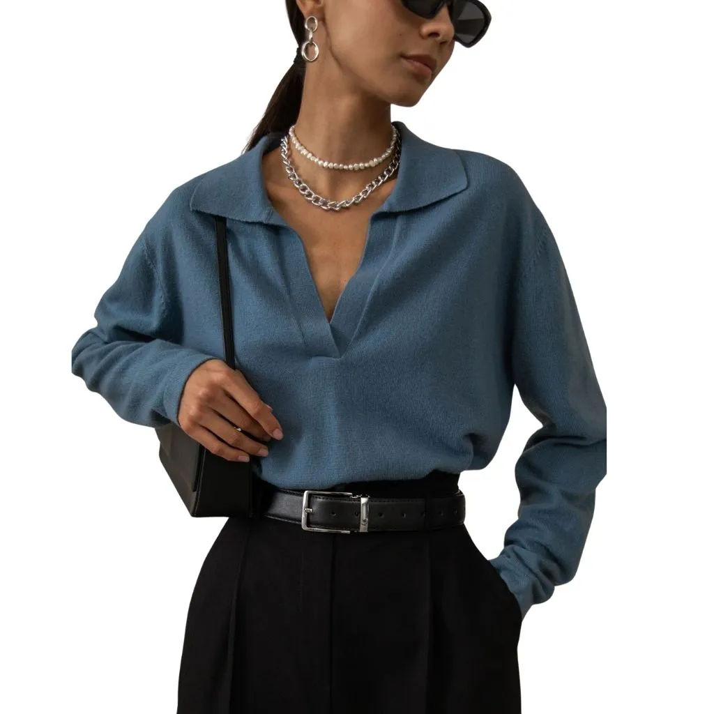 Women's Leisure Collared Pullover Sweater